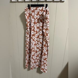 LuLaRoe Floral side slit Maxi Skirt in Cream and Brown 3x 22/24 Fall